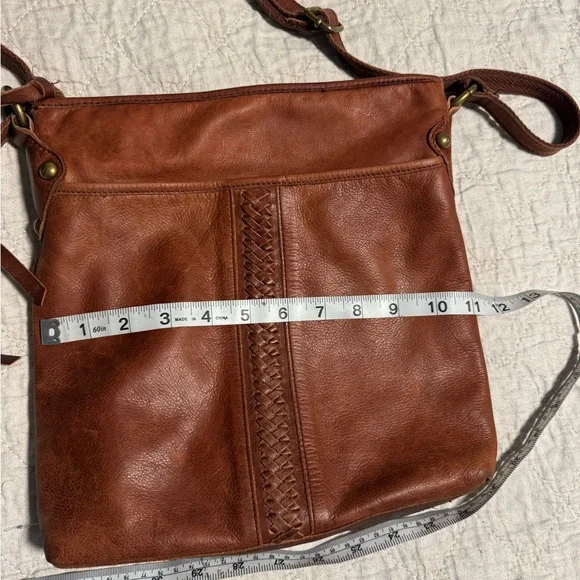 Luck Brand Brown Leather Crossbody Boho Bag with Braided Accent Causal Purse. - Picture 12 of 16